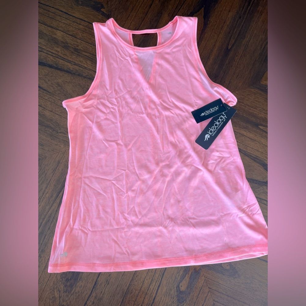 Ideology Women’s Heathered Keyhole-Back Tank Top Spring Tulip Medium